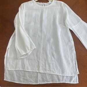 J. Jill Linen White Long Sleeve Blouse